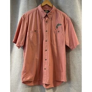 Cabela's Button‎ Down Rainbow Trout Embroidered Short Sleeve Size Large